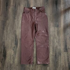 EUC Abercrombie & Fitch Brown Faux Leather 90s High Rise Pants, Size 8/29